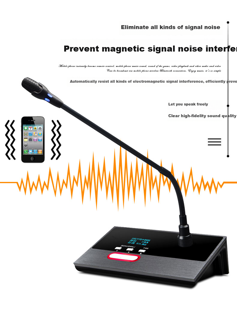 Shuledi V-80A Domestic Wired Handheld Conference Microphone, Meeting KTV Speaker, Square Tube Goose Neck Supporting Network Cable And 8-Pin Dual Interface (8 Microphones + Main Unit) 8