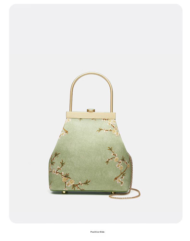 PmSix Mother's Day Gift for Mom Or Wife, Women's Handbag, Silk New Chinese Style Cheongsam, Handheld Or Shoulder Bag, Gold-Trimmed Bag 12
