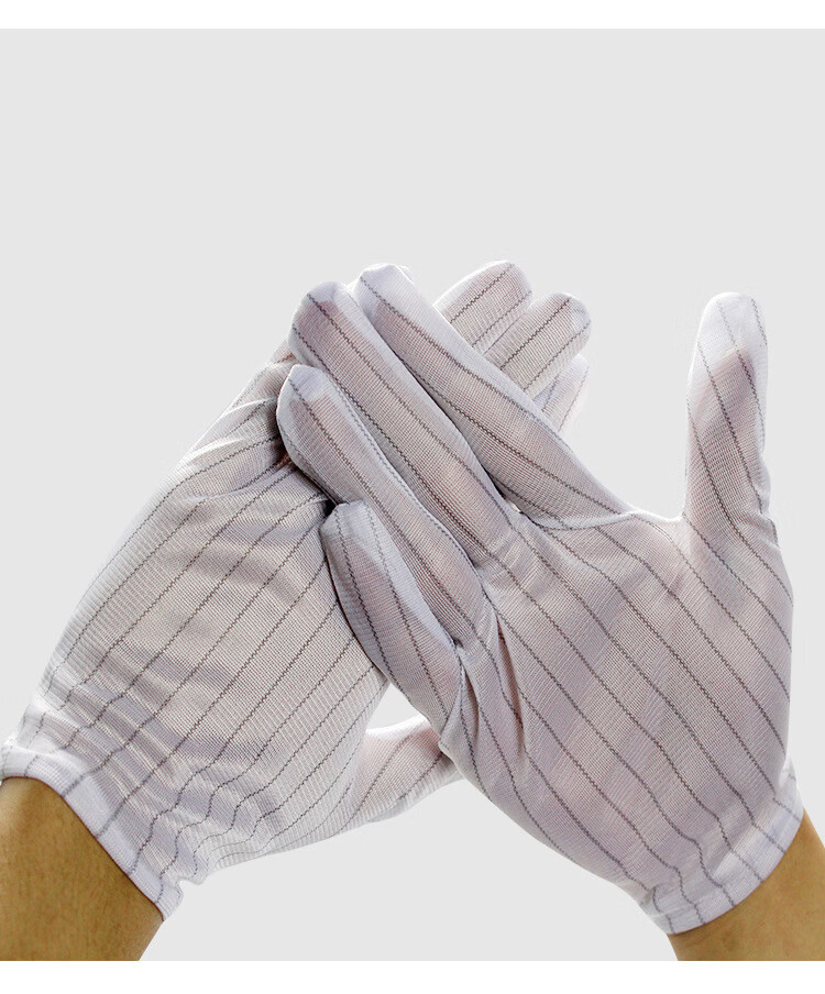 Beifute Anti-Static Gloves, Non-Slip Thickened Dust-Free Electronic Factory Assembly Striped Dotted Glue Labor Protection Gloves, Wear-Resistant And Dust-Proof, Thickened Version 10 Pairs 7