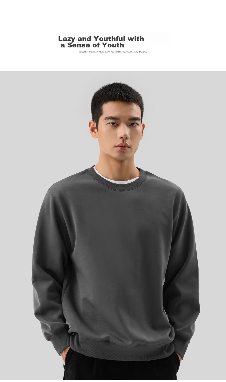 MARKLESS Men's Sweatshirt 100% Cotton Autumn Casual Crewneck Pullover 0434 Pine Green 2XL 2