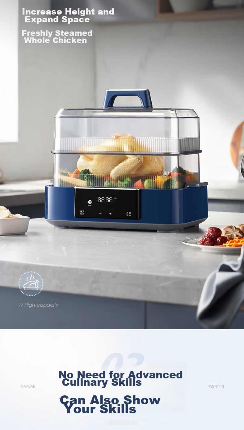 Morphyrichards Home Electric Steamer with Timer, Keep-Warm Function, Multi-Function Rapid Steaming Pot, Fully Transparent Window, Stainless Steel Steaming Tray, 12L Large Capacity MR1158 White One's Member 9