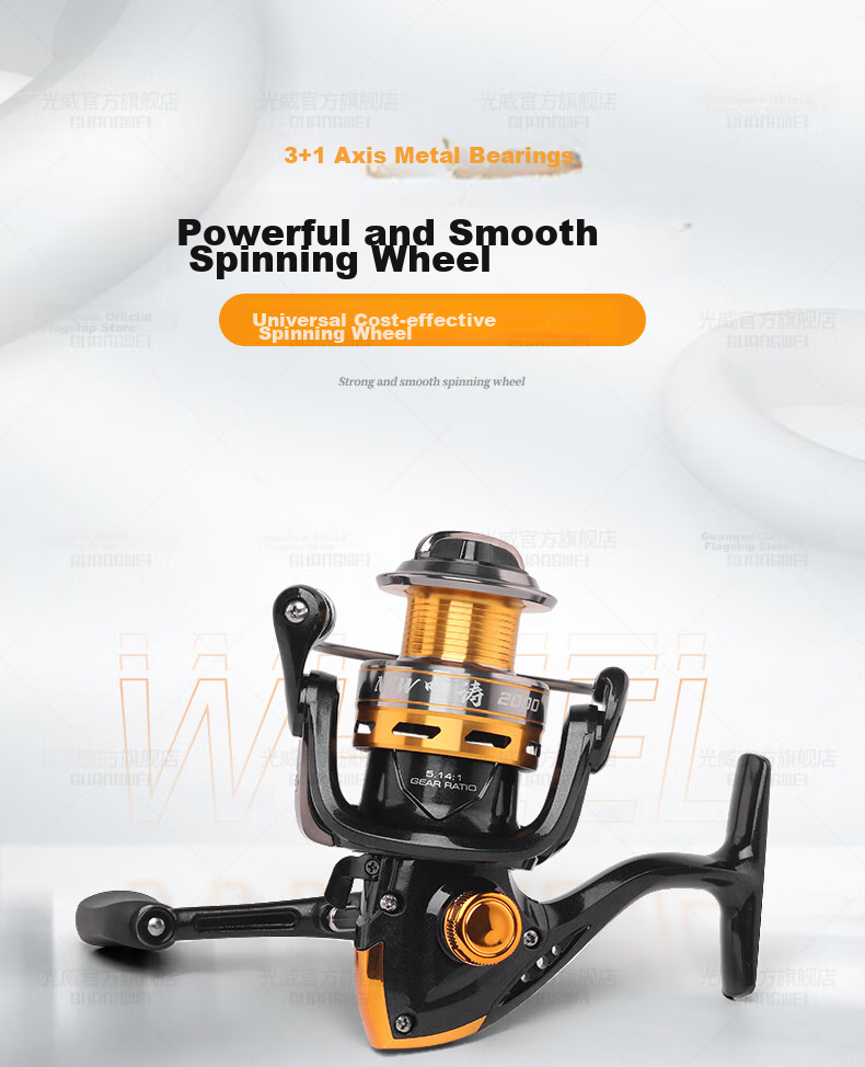 GW 4000 New Listening Spinning Reel Metal Line Cup Long-Casting Spinning Reel Straight Handle Lure Spinning Reel Lure Fishing Reel 1