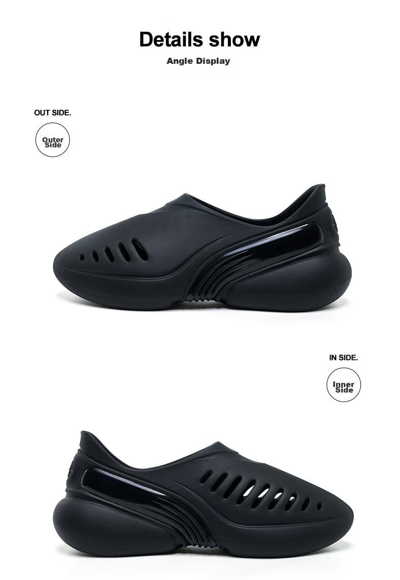 RIGORER Men's Breathable Sandals And Hole Shoes, Waterproof Non-Slip Thick-Soled Basketball Sports Slippers, RIGORER Black, Size 44 20