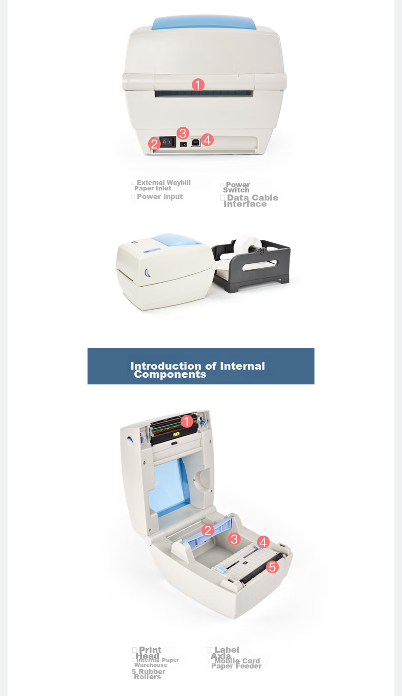 HPRT Thermal Label Sticker Printer, Express Delivery Electronic Shipping Label Printer, Commercial Small Wired, Express Delivery Single Sheet And Two-Part Express Barcode Adhesive, One-Sheet And Two-Sheet Printing 7