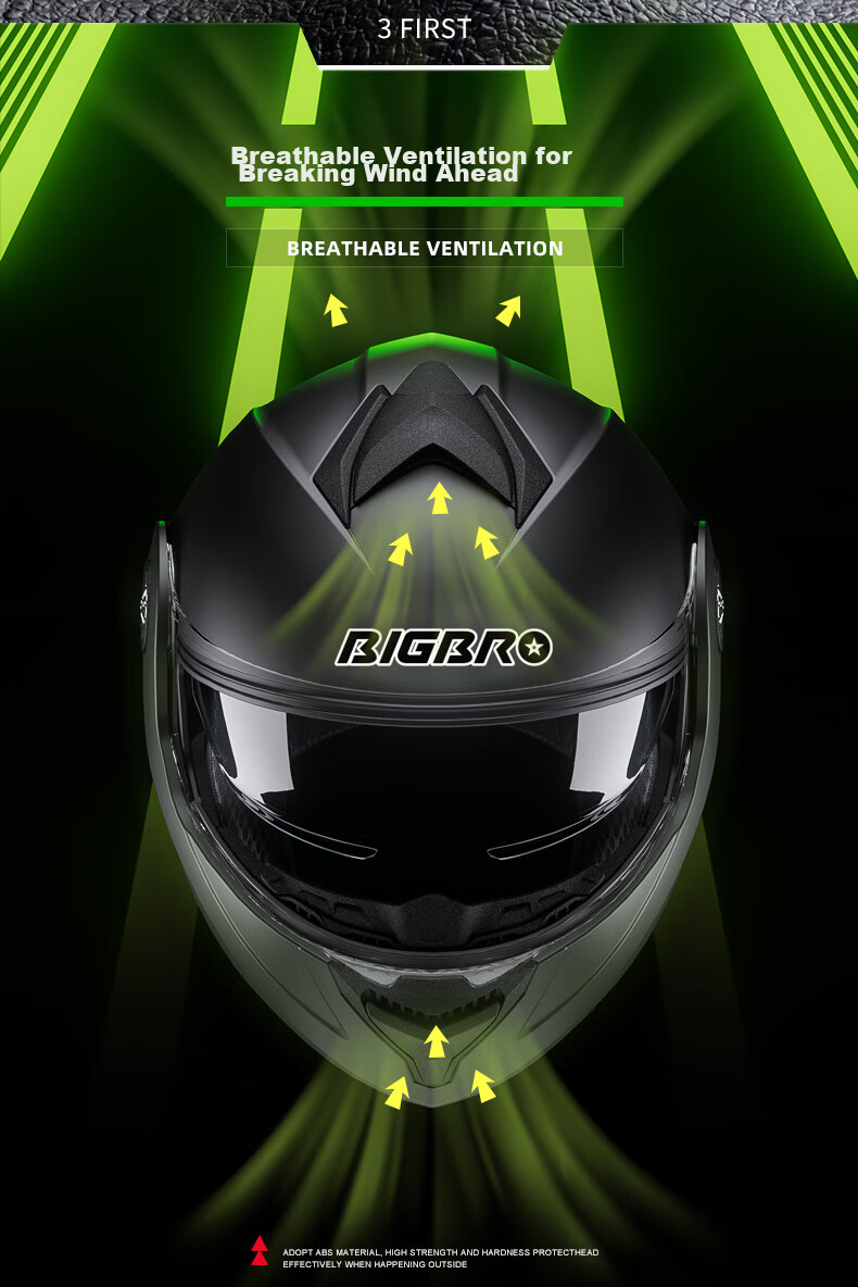 BIGBRO KY-268 Dual-Lens Electric Scooter Helmet, 3C Certified Flip-Up Helmet, Unisex for All Seasons, Lightweight And Breathable, Glossy Black, One Size Fits All 7