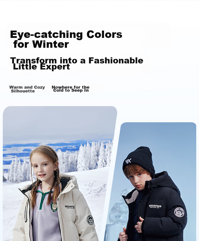 SNOWFLYING Children's Clothing, Boys' down Jacket, Thickened for Older Children, Girls' Mid-Length down Coat, Warm Beige, Size 140 15