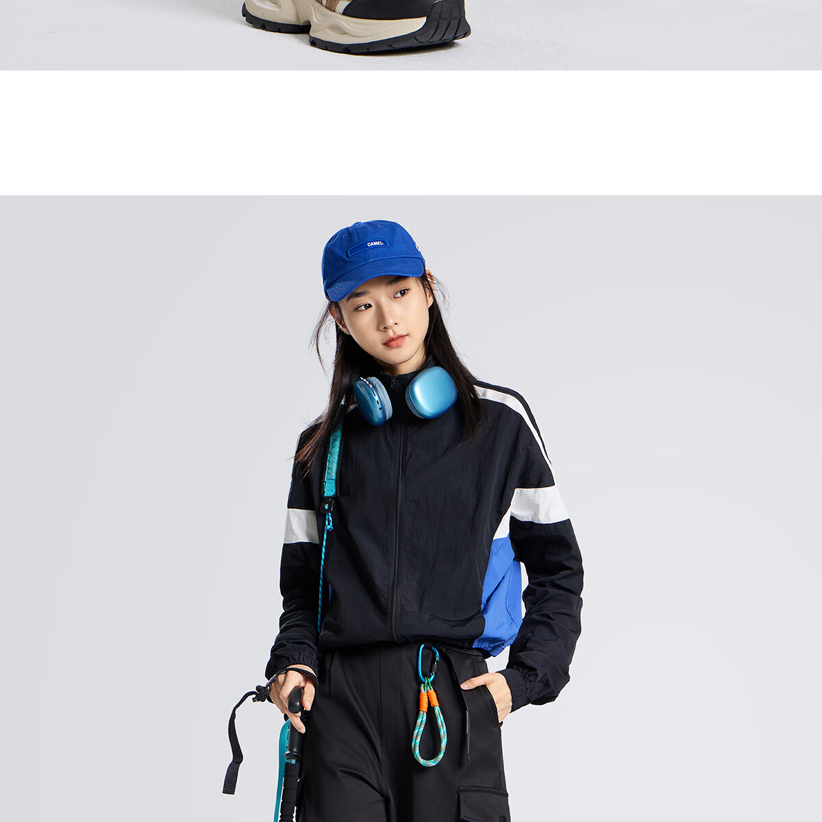 CAMEL Men's Cargo Pants, Wide-Leg Style, Wang Junkai's Same Style, Spring And Summer Soft Shell Straight-Leg Casual Trousers M14CAWI644 34