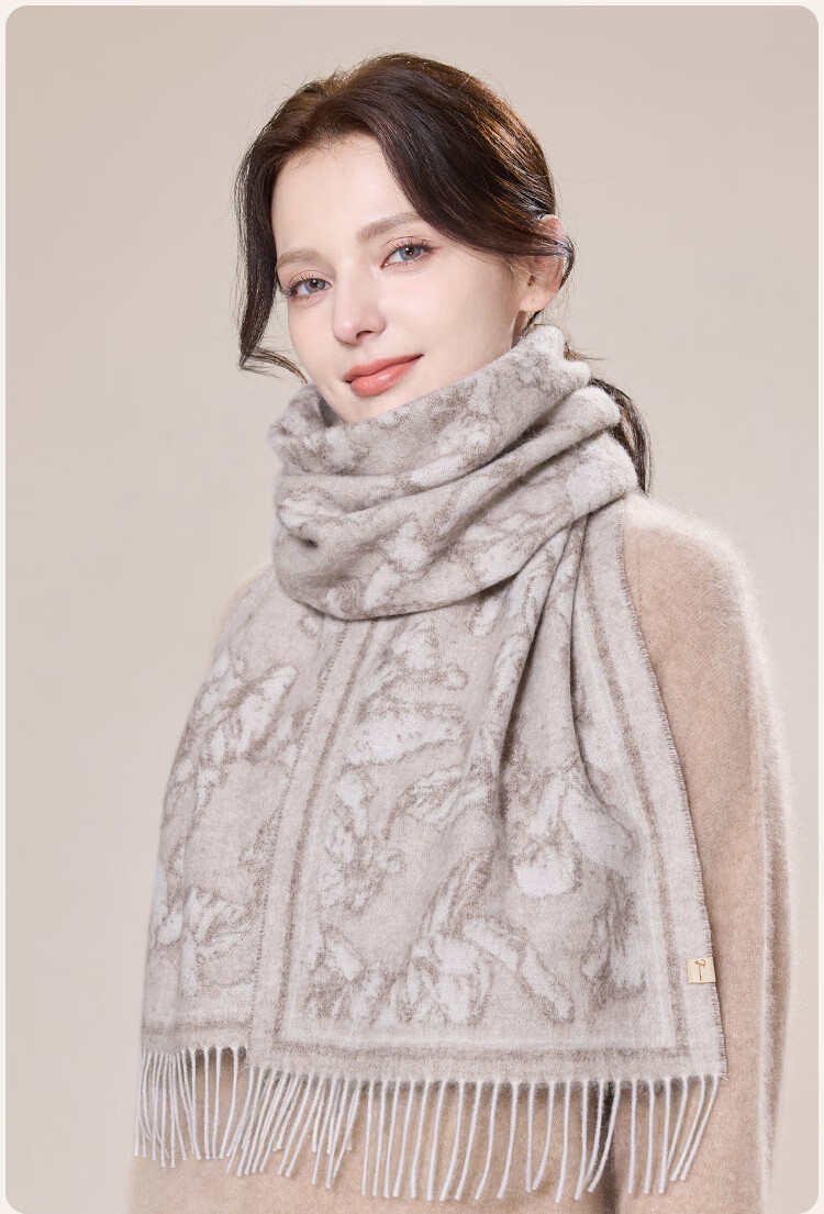 JIUMU Women's Sheep Wool Scarf Autumn Winter Warm Shawl Gift Box for Mother's Day Birthday 16