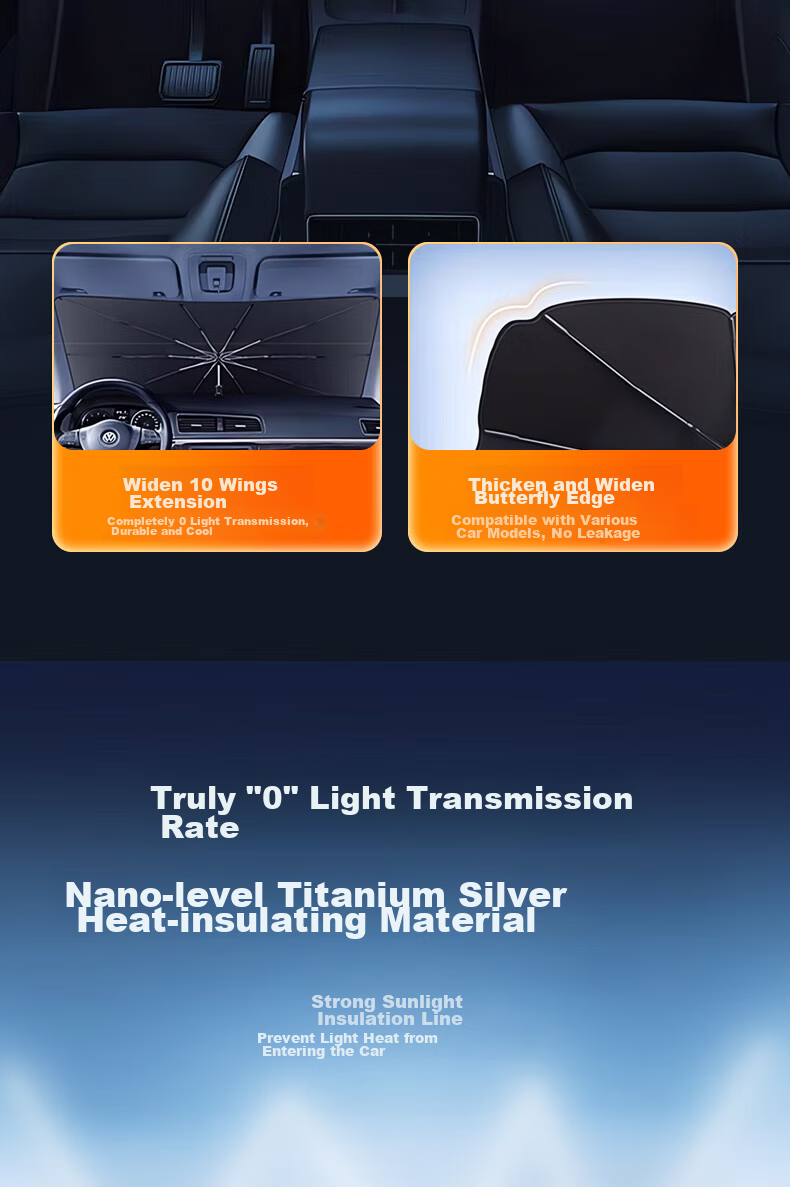 Zhunhang Car Sunshade, Heat Insulation Umbrella, Windshield Cover, Sunshade for Car Interior, Sun Protection Device 7