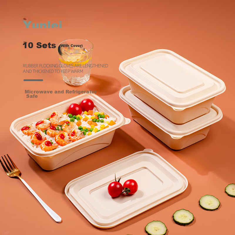 Yunlei Disposable Food Containers with Lids, Takeout Boxes, Tableware, Food Packaging, Biodegradable Corn Starch, 1000ML*20 Sets