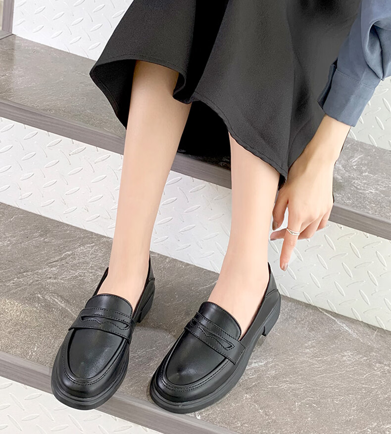 CARTELO Women's Slip-On Leather Shoes, Black British Style Loafers, KDLYJ-WF120, Black, Size 36 2