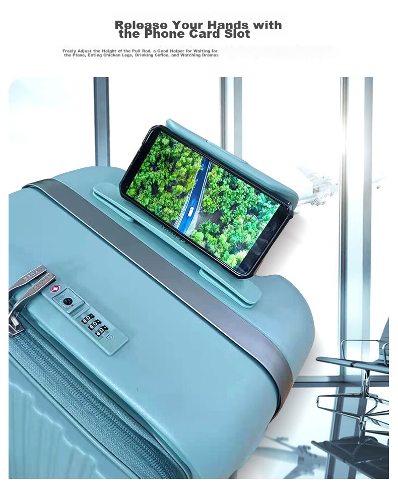 CROWN Zipper Aluminum Frame Suitcase, Carry-On Luggage, Large Capacity Front-Opening Case, Small Size 5278-20 Beige 10