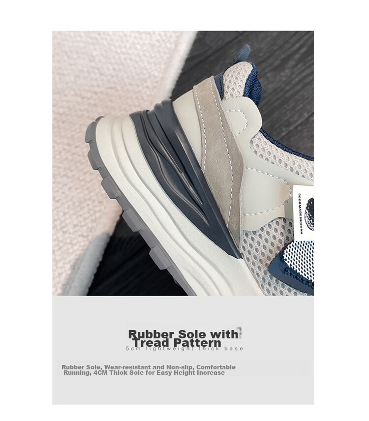 ZHR Dad Shoes for Women, Couples' Thick-Soled Heightening Casual Shoes, Fashionable Sports Shoes for Men And Women, G666 Gray Blue, Size 38 13