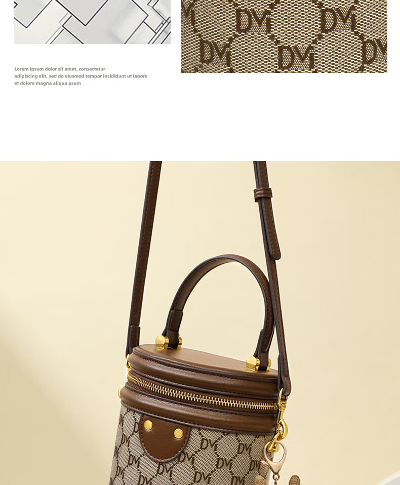 Aiqinghai Handbag, Women's Bucket Bag, Crossbody Shoulder Cylindrical Phone Bag, Niche Birthday Mother's Day Gift, Practical Present for Mom 3