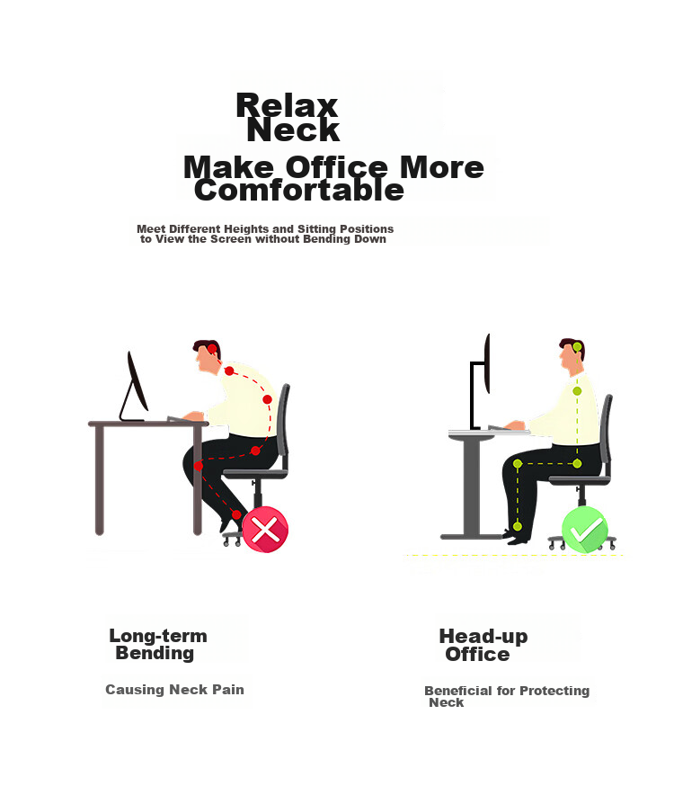 LUCKPRO Monitor Stand, Computer Monitor Arm, Adjustable Height Computer Stand, Mechanical Arm Riser for Monitors, Desktop Rotating Stand for Single Monitor 3