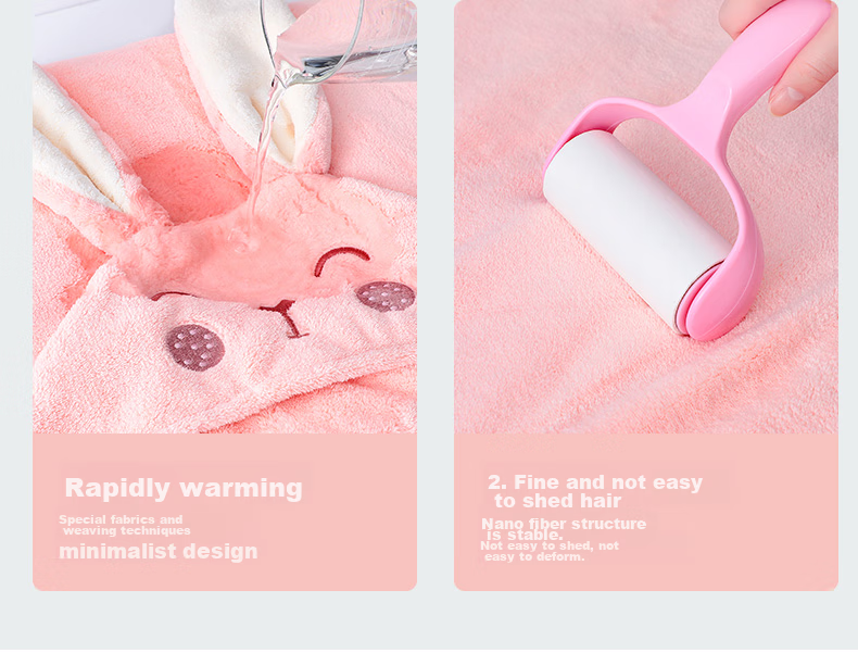 Grace Children's Bath Towel, Soft Coral Fleece, Quick-Drying Baby Bathrobe with Hood, Thickened Long-Eared Rabbit Blue Sports Desig 10