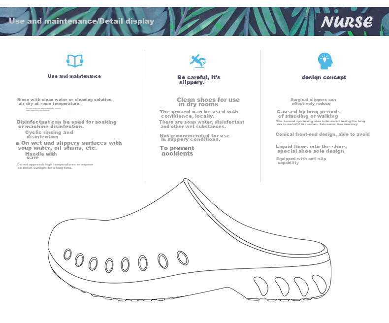 BAIGE Operating Room Slippers, Lightweight Non-Slip Surgical Work Shoes, Clean Room Workshop Closed-Toe Protective Footwear, Surgical Shoes [Dark Blue], 39/40 CW251057 8