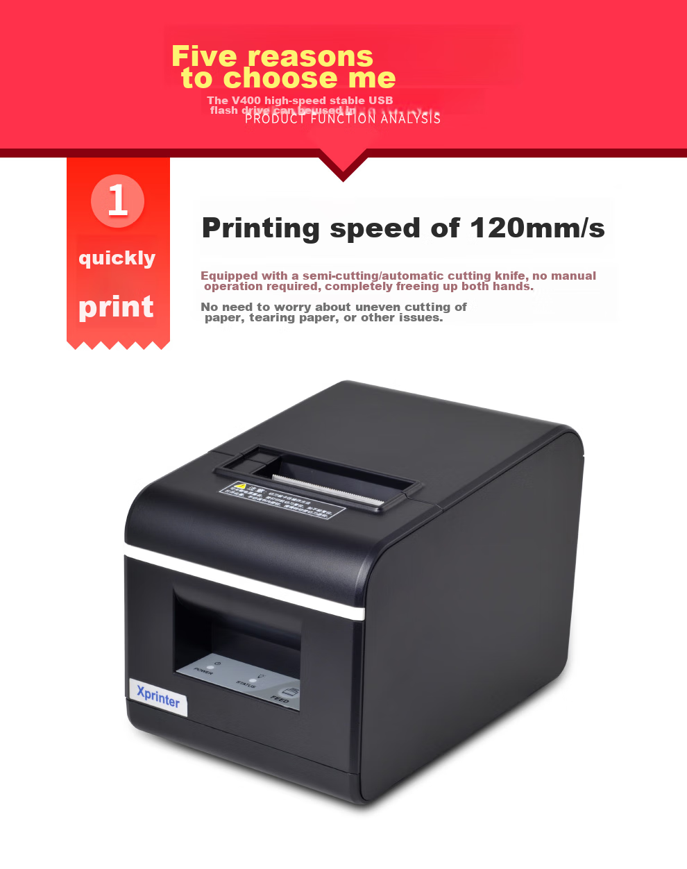 XINYE XP-Q90EC 58mm Thermal Receipt Printer with Automatic Paper Cutter, Meituan Takeout Supermarket Retail Cashier Receipt Printer with Cutter, Computer USB Versio 7