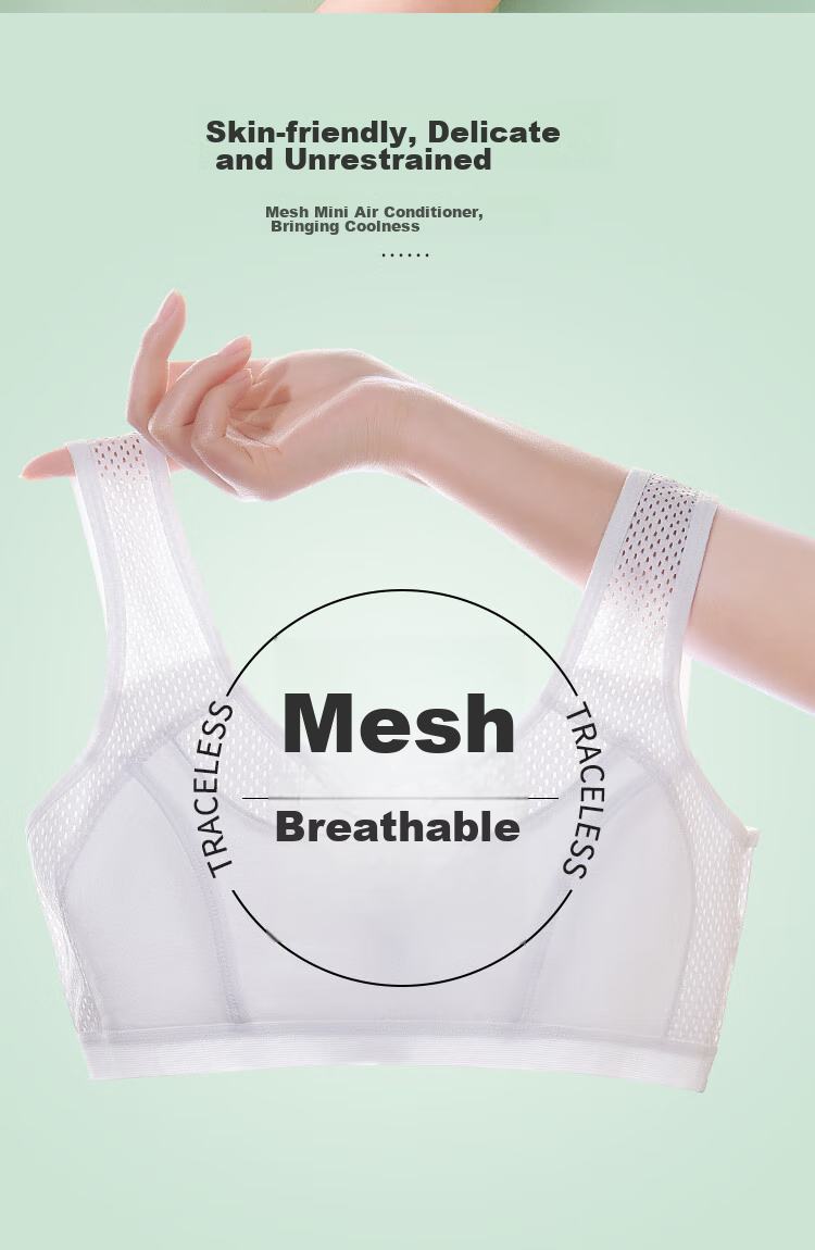 LangSha Children's Underwear, Girls' Vest, Mesh Sports Bra, Anti-Shock for Teenagers, Middle And High School Students in Puberty, White, Size L 4