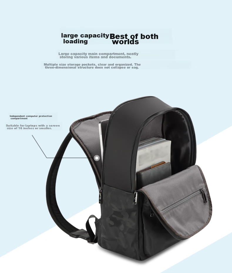 Xinxiuli Camouflage Backpack Laptop Bag 14-Inch Large Capacity Casual Outdoor Leather Backpack for Men And Women NV2*001 2