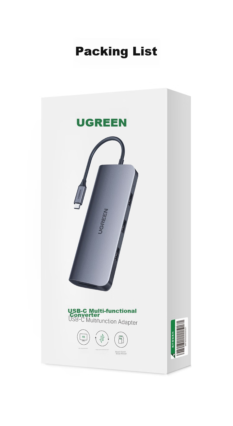 UGREEN Type-C Expansion Dock, HDMI Port Adapter, Ethernet Port Converter, Hub Splitter, Compatible with Apple 16/17, Huawei, Xiaomi Laptops, IPad, Thunderbolt 4 31