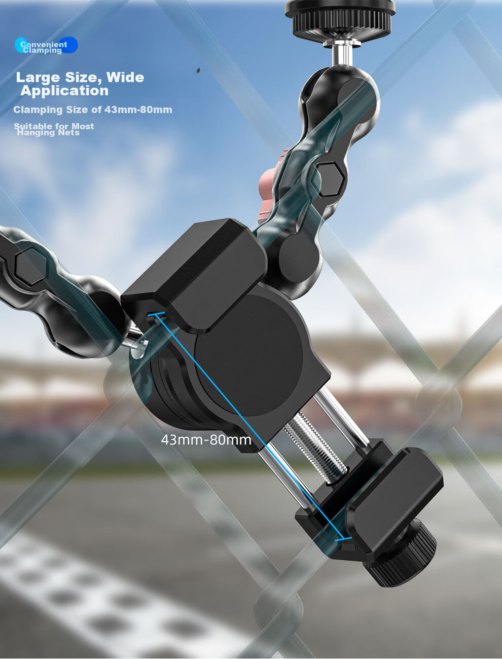 SUREWO Action Camera Mount Bracket Compatible with GoPro Insta360 DJI Action6/5, Fixed Bracket for Basketball Volleyball Tennis Badminton Shooting DSLR Cameras 4