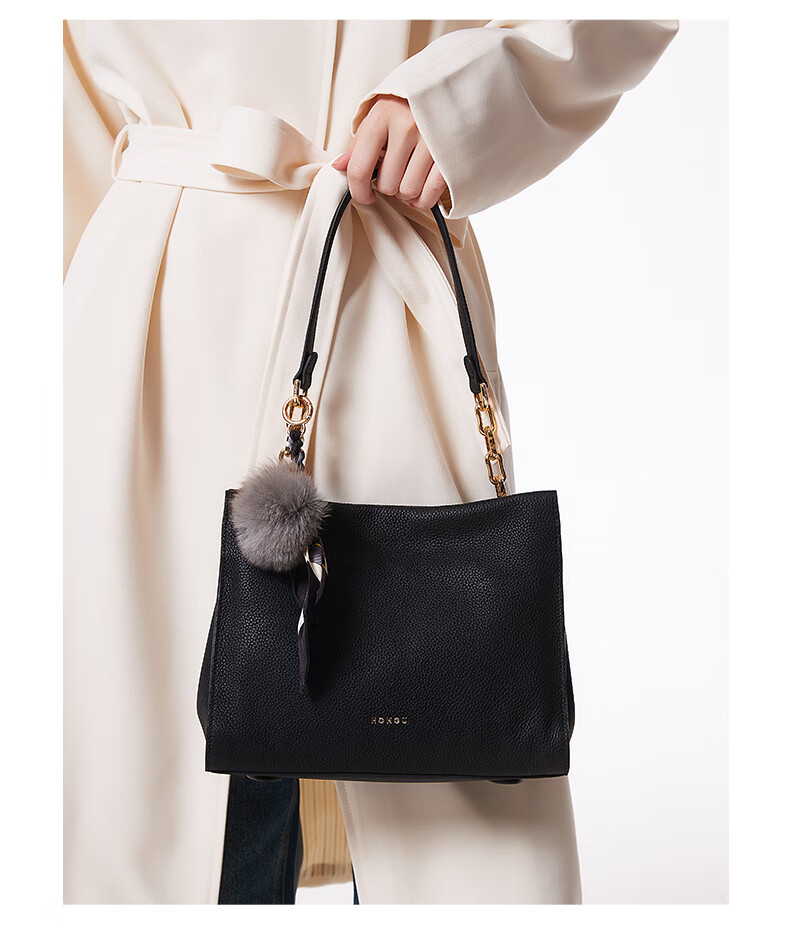 HONGU Women's Handbag, Top-Grain Leather Shoulder Crossbody Bag, Elegant Commuter Tote Bag for Ladies, Birthday Gift for Girlfriend 15