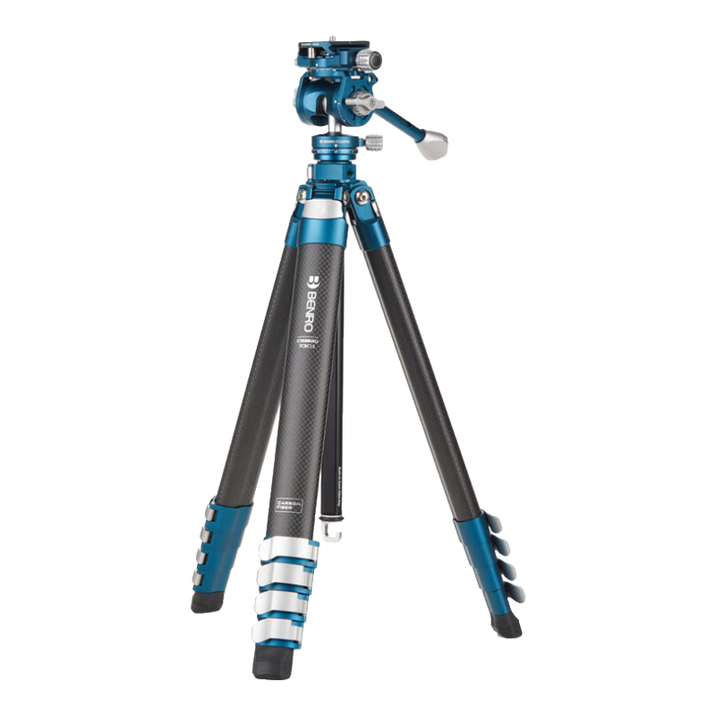 Benro CB259CFK, Professional Photography And Video Live Streaming Dual-Level Tripod with Handle, Hydraulic Head, Mirrorless And DSLR Camera Portable Plate Clamp Flat Tube Carbon Fiber Tripod Kit