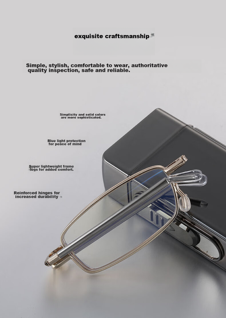 Mushe Foldable Portable Anti-Blue Light Reading Glasses, Original Japanese Import, High Definition Men's Presbyopic Glasses 10