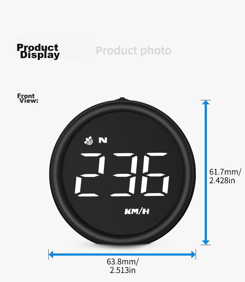 XINWUZHIJING Car HUD Head-Up Display, Universal LCD Instrument Cluster, GPS Version, Speed Warning, Leveling Display G1 10