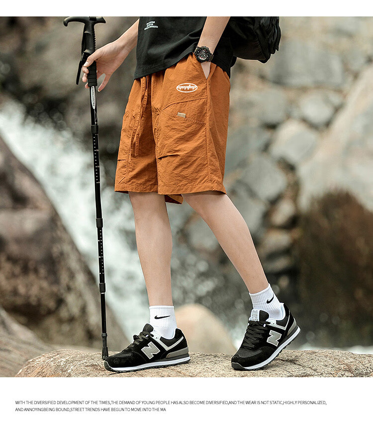 MMOPTOP Japanese-Style Outdoor Work Shorts for Men, Summer Trendy Straight-Leg Sports Casual Loose Pants CH04 Light Green 2XL 15
