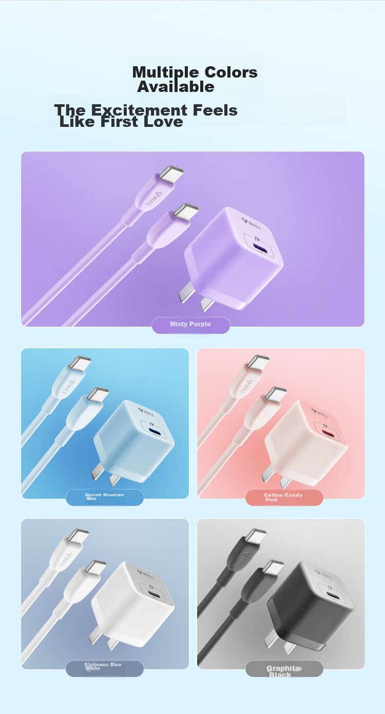 BULL PD20W Charger, Apple IPhone 16 Fast Charging Head, Auto Shut-Off When Fully Charged, Compatible with IPhone 15/14/13 Pro Max/12/11/x/8, Misty Purple 13