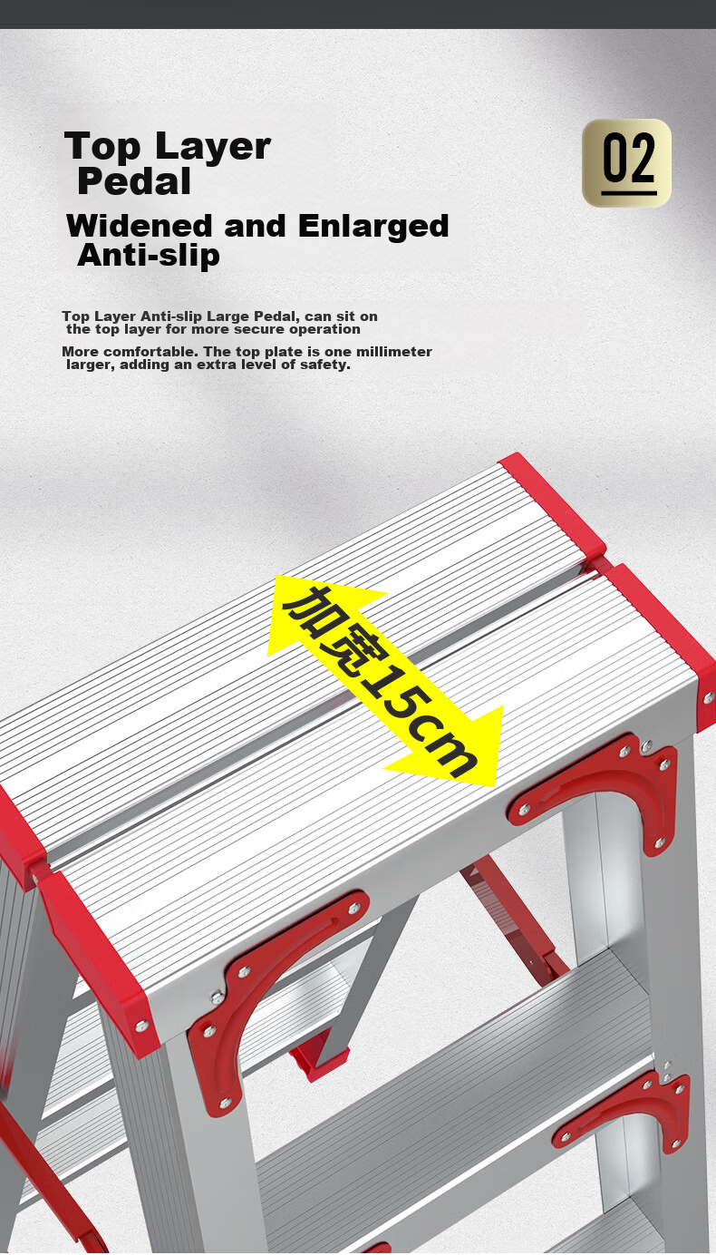 Cenggao Aluminum Alloy Household A-Frame Ladder, Folding Engineering Ladder, Warehouse Industrial Ladder, Red Reinforced And Sturdy Model with 5 Steps 4