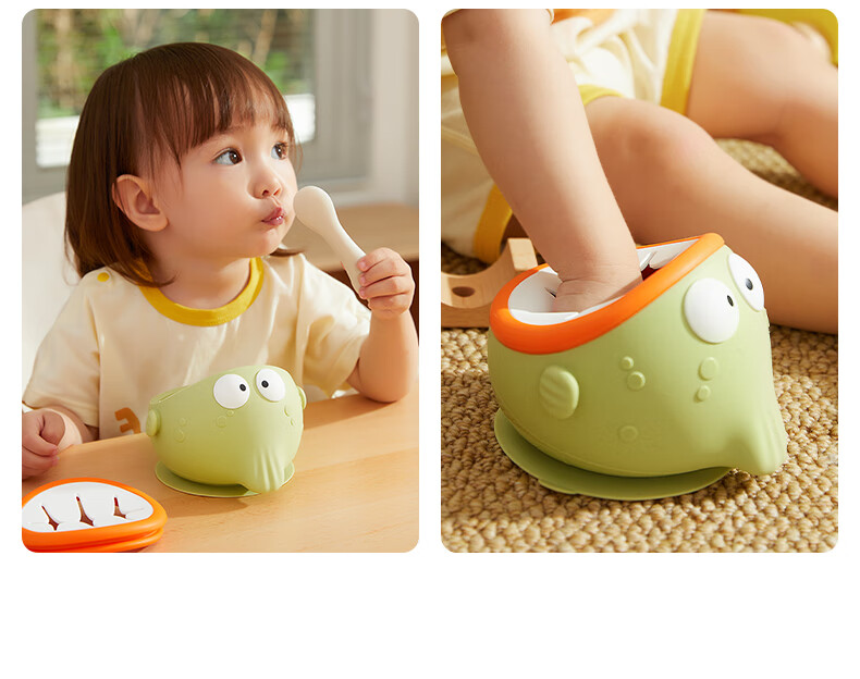 Huangchong Baby Food Bowl with Suction Base, Anti-Drop And Anti-Scalding Training Bowl for Infants And Children, Silicone Tableware for Learning to Eat 24