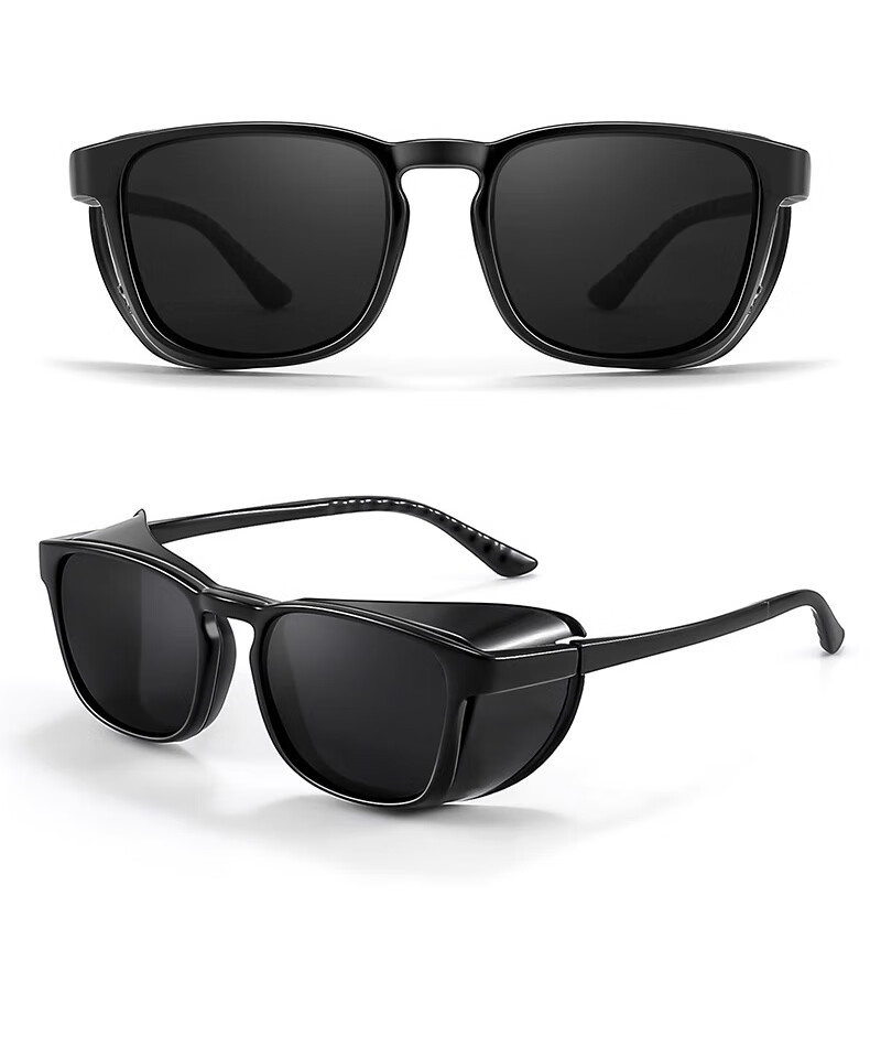 Cuntiandaofu Safety Glasses, Shower Room Mirror, Anti-Pollen And Dust Protection, Cataract Surgery Postoperative Specialized Glasses, Black Frame with Polarized Gray Lenses 17
