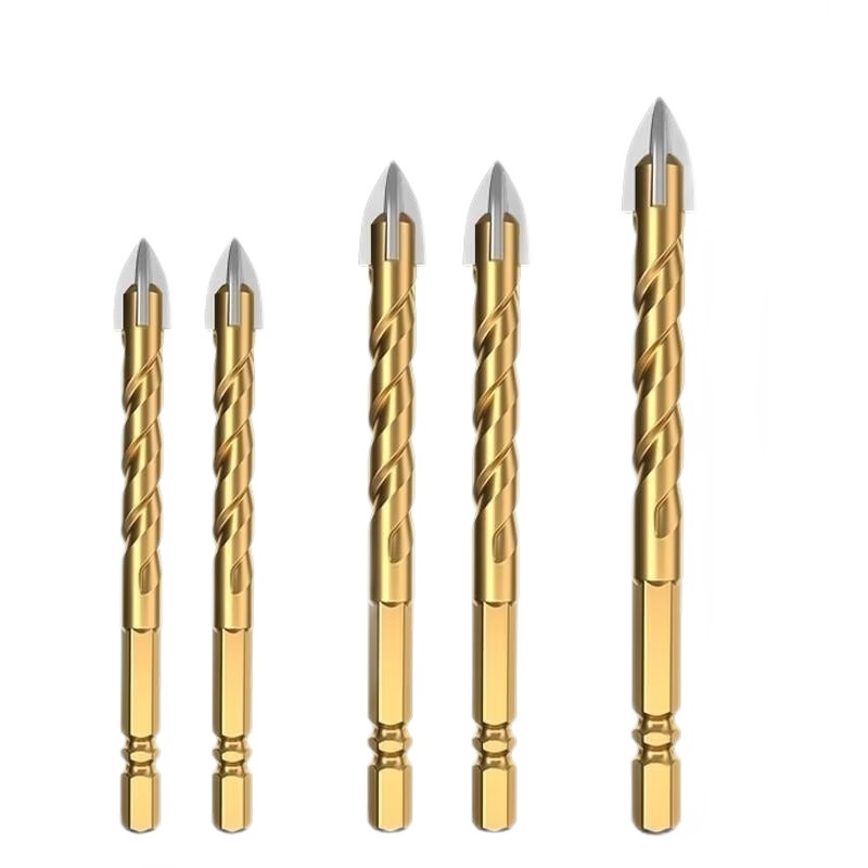 GREENER Ceramic Tile Drill Bit, Four-Blade Impact King Drill, Concrete Triangular Drill, Electric Glass Hole Drilling Specialized All-In Tool