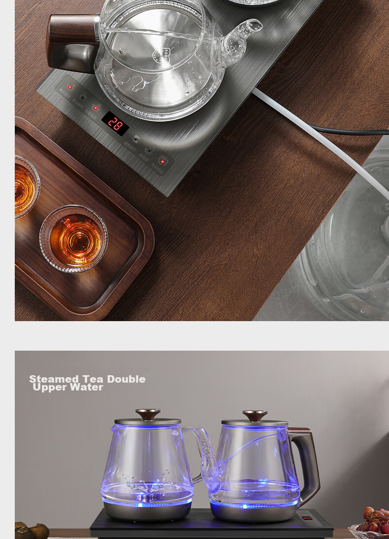 Biooner Fully Automatic Electric Kettle with Water Inlet, Tea Table All-In Water Boiler for Home And Office Use, Built-In Tea Table And Tea Set Electric Tea Stove Set RY-10 Cleaning Model 5