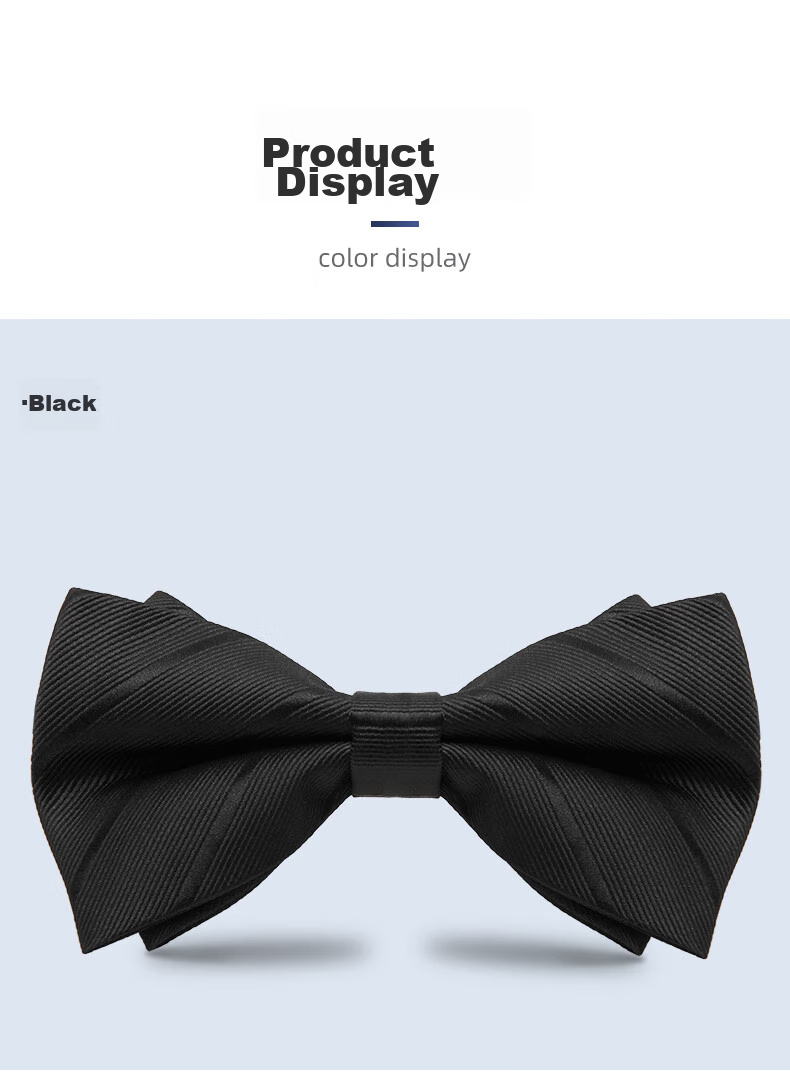 Luomeng Men's Bow Tie, Formal Shirt for Groom at Banquets And Weddings, Fashionable Bow Tie, Striped Bow Tie, Navy Blue 11