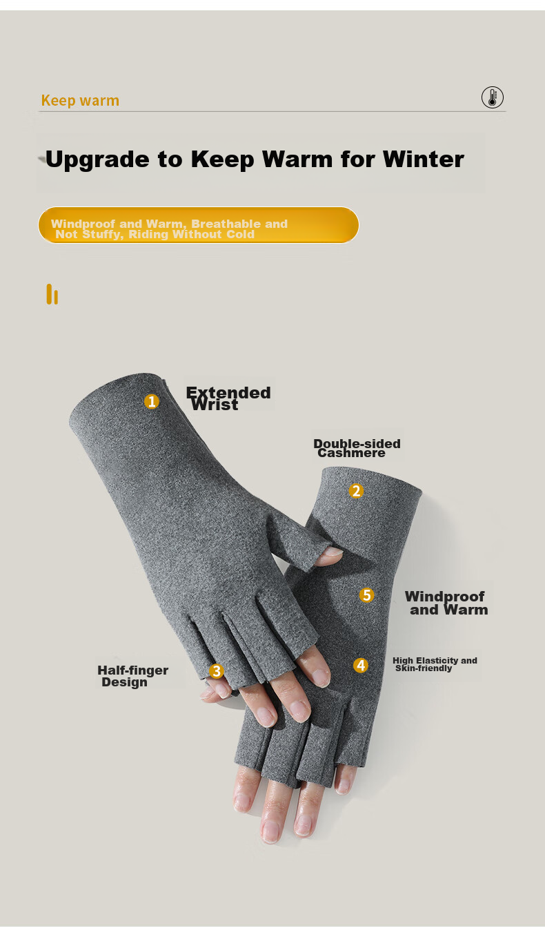 Nanjiren Women's Fingerless Gloves for Winter, Warm Driving Fleece-Lined Windproof Half-Finger Ladies Gloves N2E3X871812 Black 6