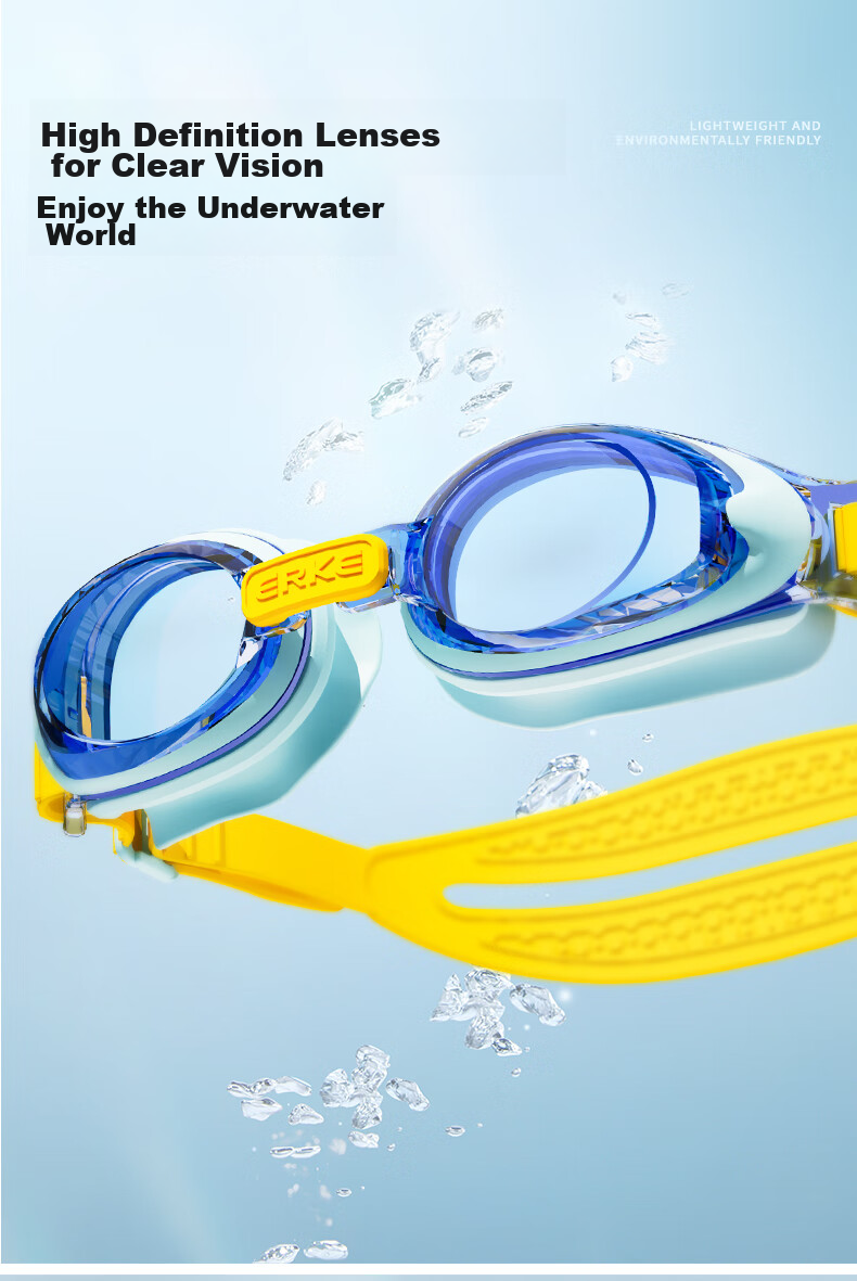 ERKE Kids Small Frame Swim Goggles Waterproof Anti-Fog Competitive Swimming Goggles and Swim Cap Set 2