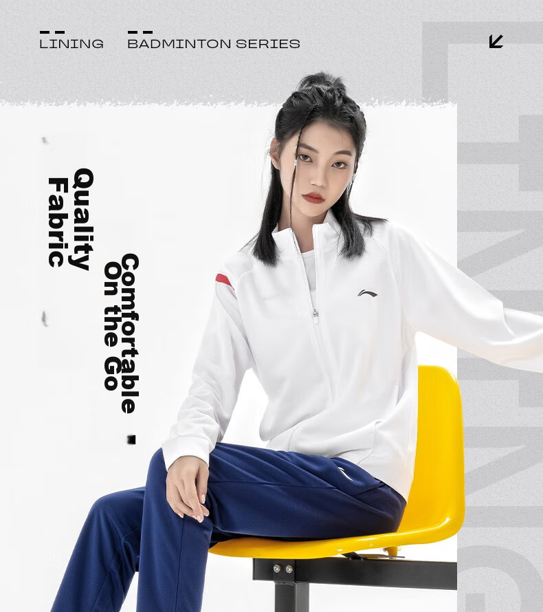 Li-Ning Badminton Outfit, Unisex Long Sports Set, Running And Fitness Sweatshirt, Standard White, 3XL 8