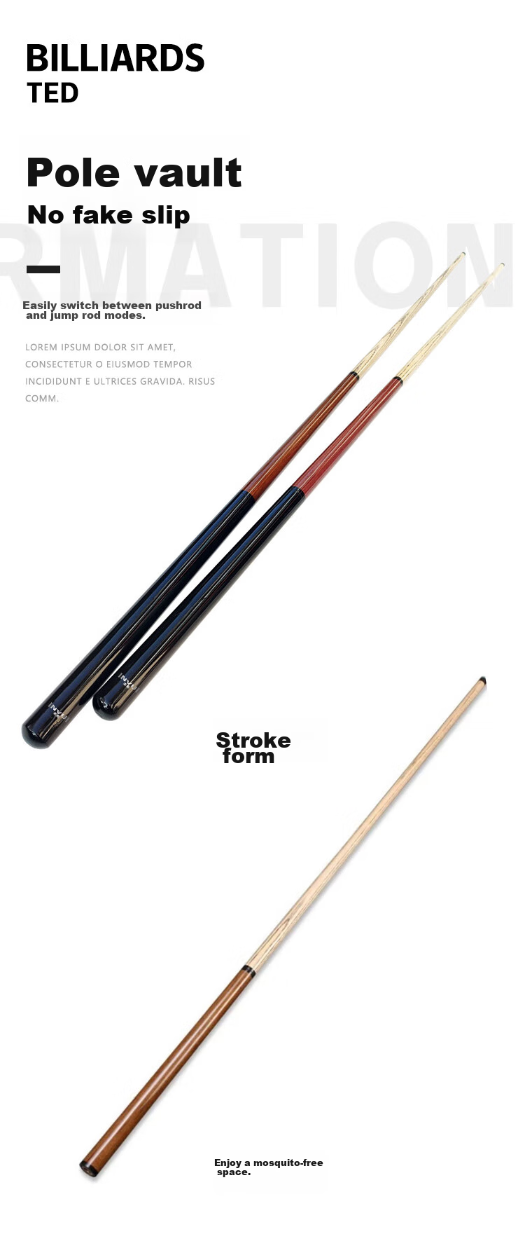 INVUI Integrated Chopping And Jumping Pool Cue, Chinese Black 8 Ball Jump Ball, Short Three-Section Pool Cue R03 8