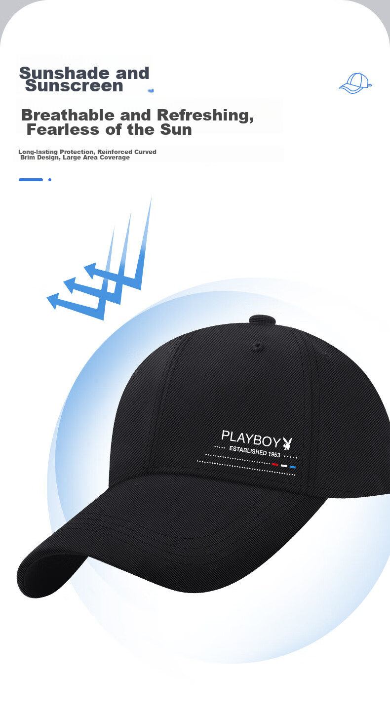PLAYBOY Baseball Cap for Men, Trendy Casual Versatile Summer And All-Season Middle-Aged Outdoor Sun Protection Travel Visor Hat for Fishing 3
