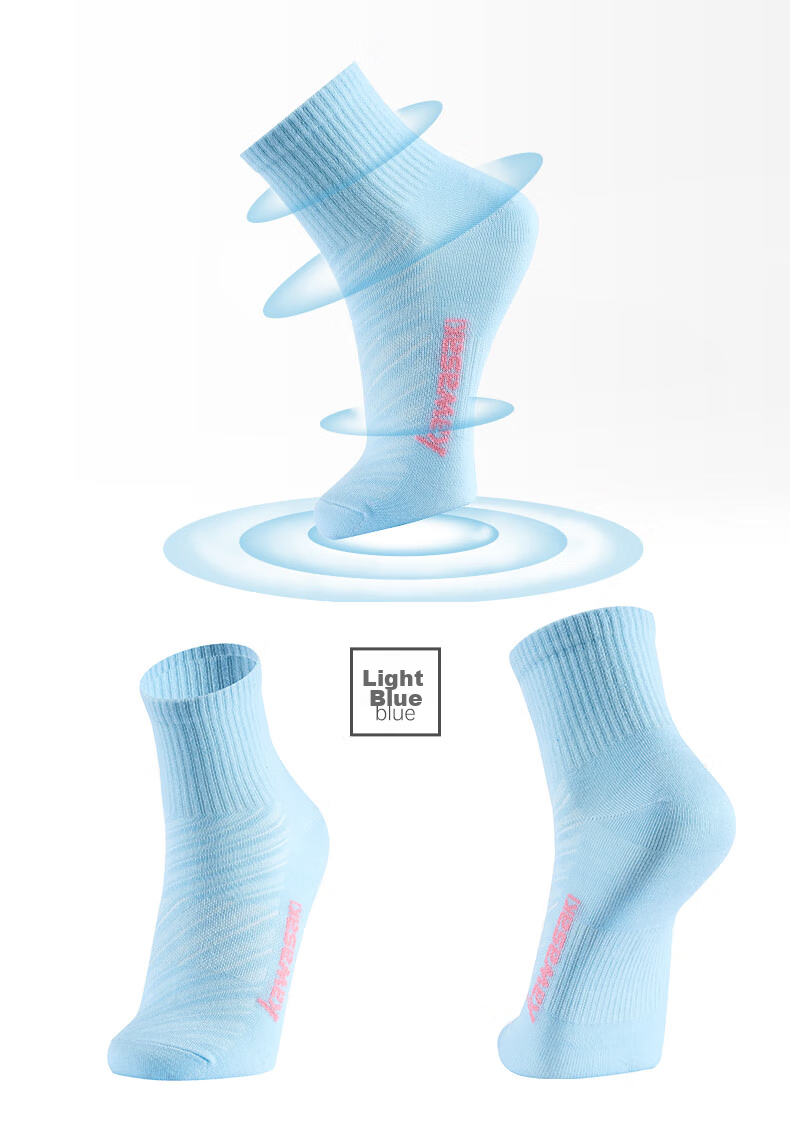 KAWASAKI Badminton Socks Breathable Running Sports Socks for Women A6202 Pink Purple Blue (Three Pairs) One Size Fits All 14