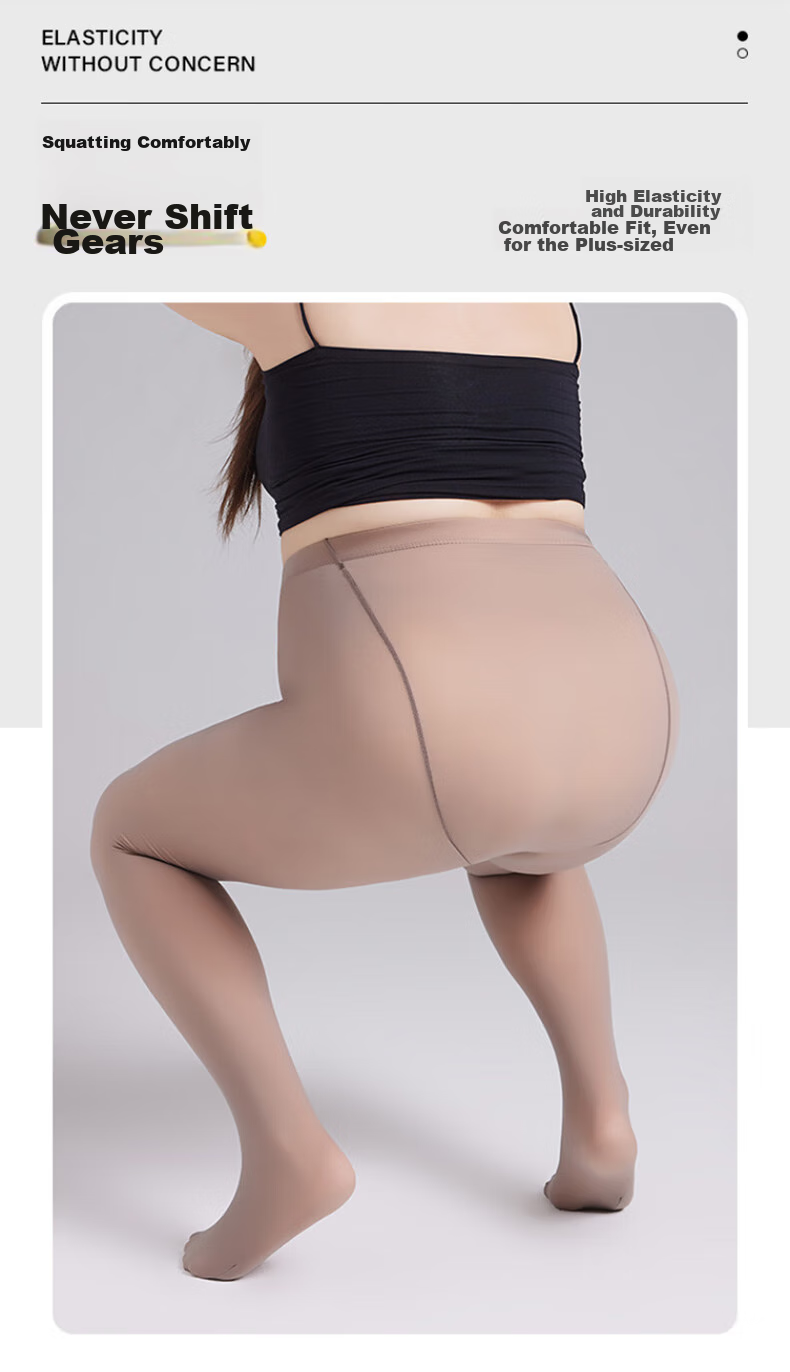 LangSha Faux Sheer Leggings for Women, Spring And Autumn Thin Fleece, Wearable As Outerwear, Plus Size, Nude Feel, Flight Attendant Gray Pantyhose Stockings 3