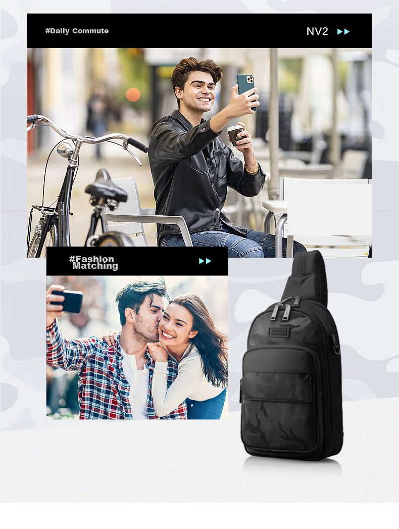 Xinxiuli Shoulder Crossbody Bag, Casual Bag, Travel Bag, Fashionable Trendy Men's NV2*09005, Black 4