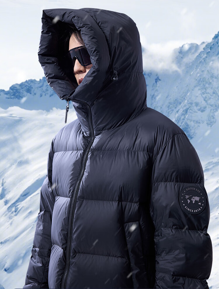 JD Original Black Gold Goose down Jacket, 95% Goose Down Coat, Unisex Thick Short Winter Outerwear, 185g Filling, Black L 12