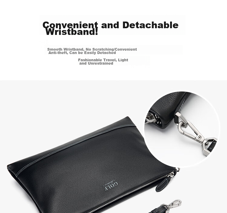 GOLF Men's Clutch, Soft Top-Grain Leather, Fashionable Envelope Wallet, Handheld Purse, Multiple Card Slots, Clutch Bag, Father's Day Gift 13