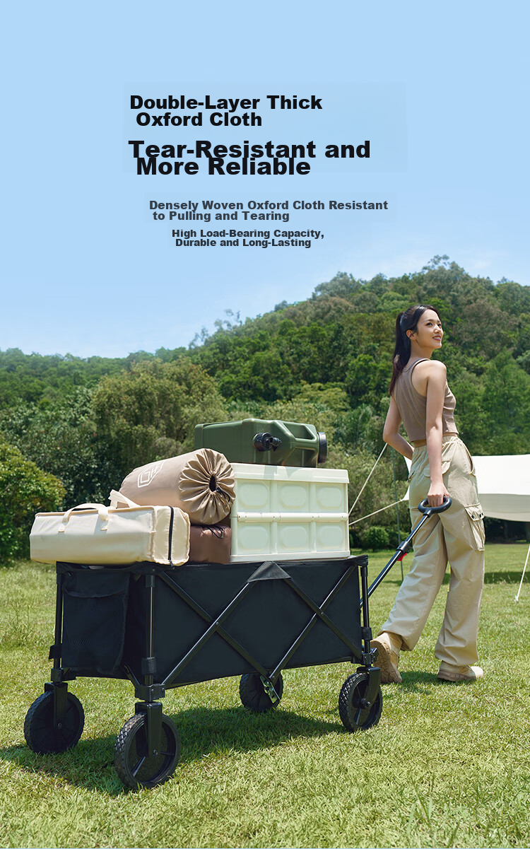 JD Original [600 Jin Capacity] Push-Up Outdoor Camping Cart Folding Trolley for Stalls And Carrying Dubai Sand 6
