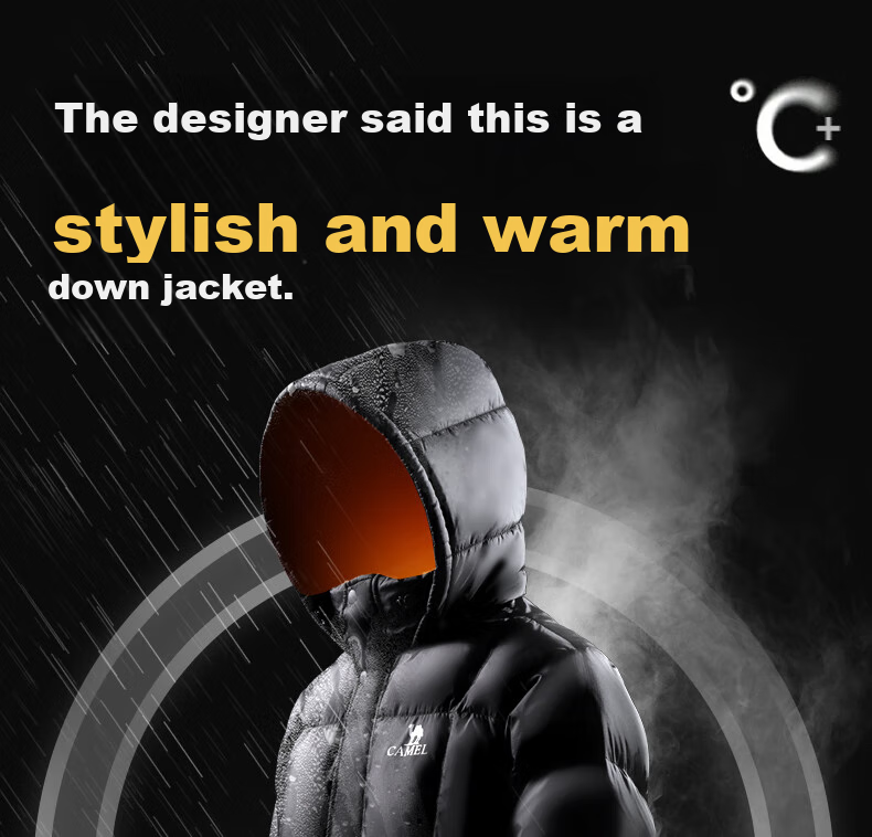 CAMEL Huoyanshan 656 down Jacket for Men, Winter Hooded Thick Warm Couple's Puffer Windproof Coat M34CA6B656 7